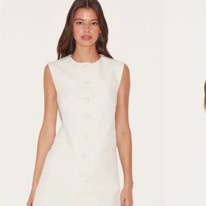 PrettyLittleThing Cream Button-Front Mini Dress